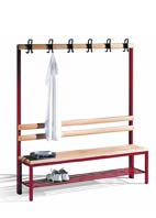 Garderobenbank einseitig mit Schuhrost, rotes Gestell